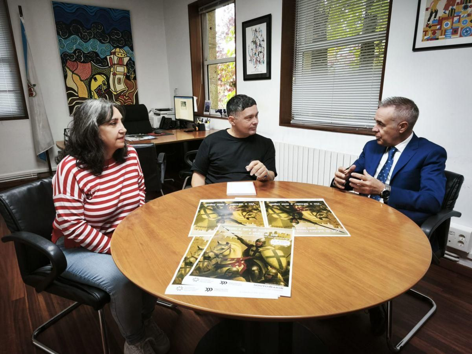 Carolina Silva, Manu Lourenzo y César Pazos hablando sobre el encuentro del domingo.