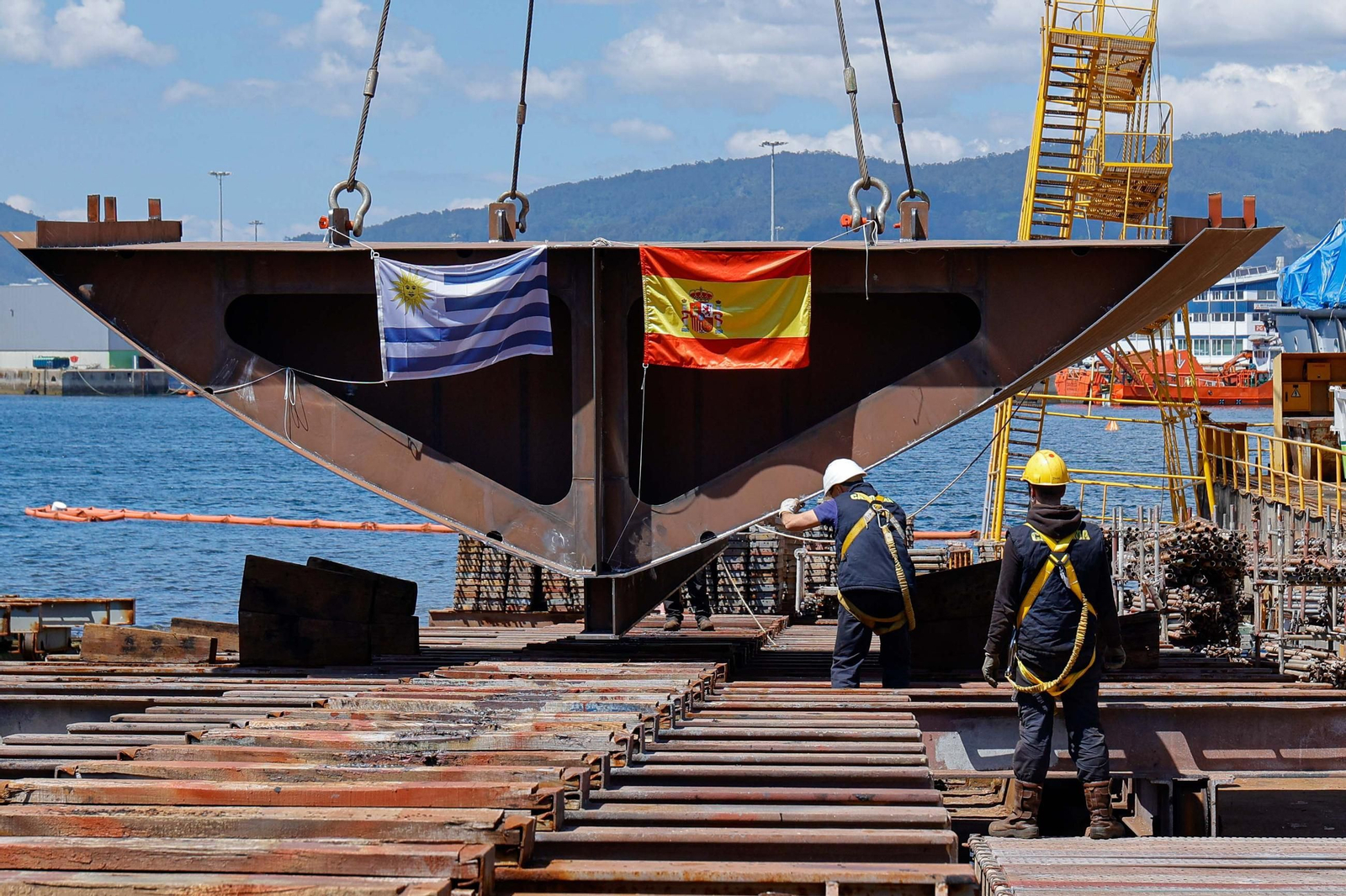 Puesta quilla de uno de los barcos para Uruguay en Cardama el pasado mayo.