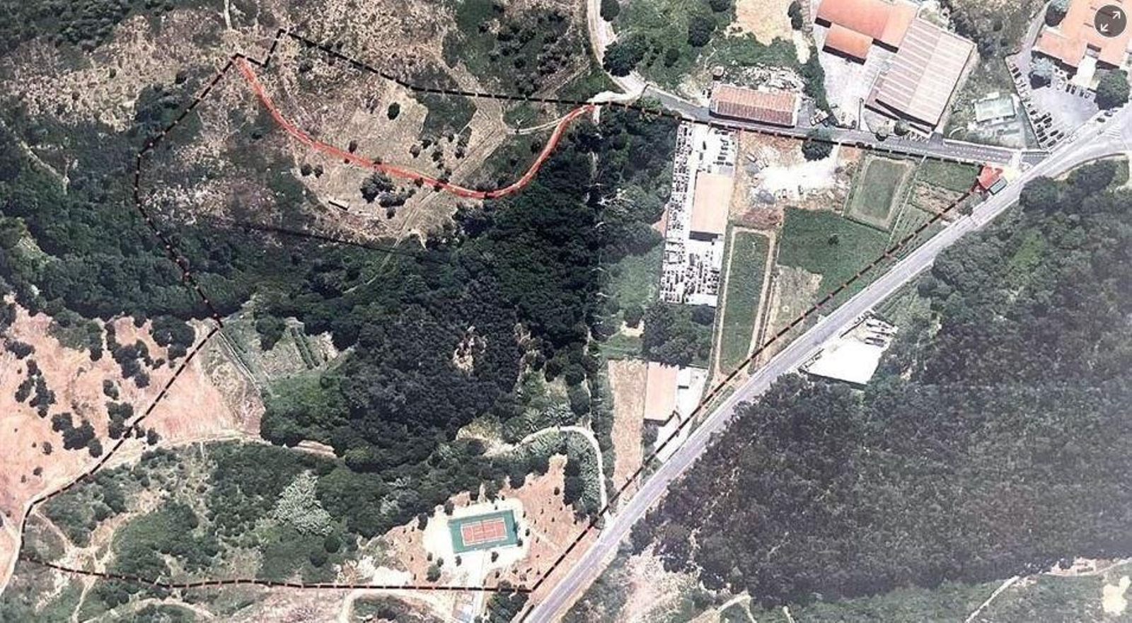 Vista aérea de los terrenos donde se construirá el ecoparque empresarial.